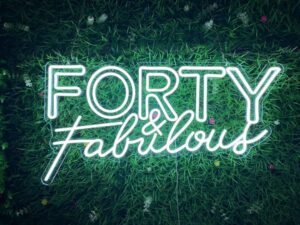 40 Forty and Fabulous Cool White Neon Sign