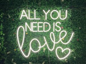 All You need is Love Neon Sign with Heart Warm White