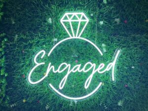 Engaged With Ring Cool White Neon Sign