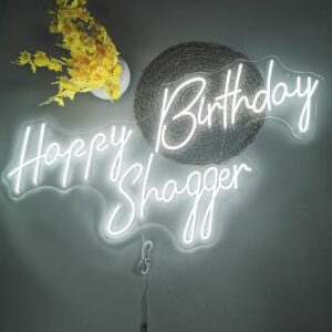 Happy Birthday Shagger Neon Sign Cool White