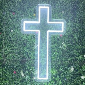 Holy Cross Symbol Neon Sign Cool White e1678459015822