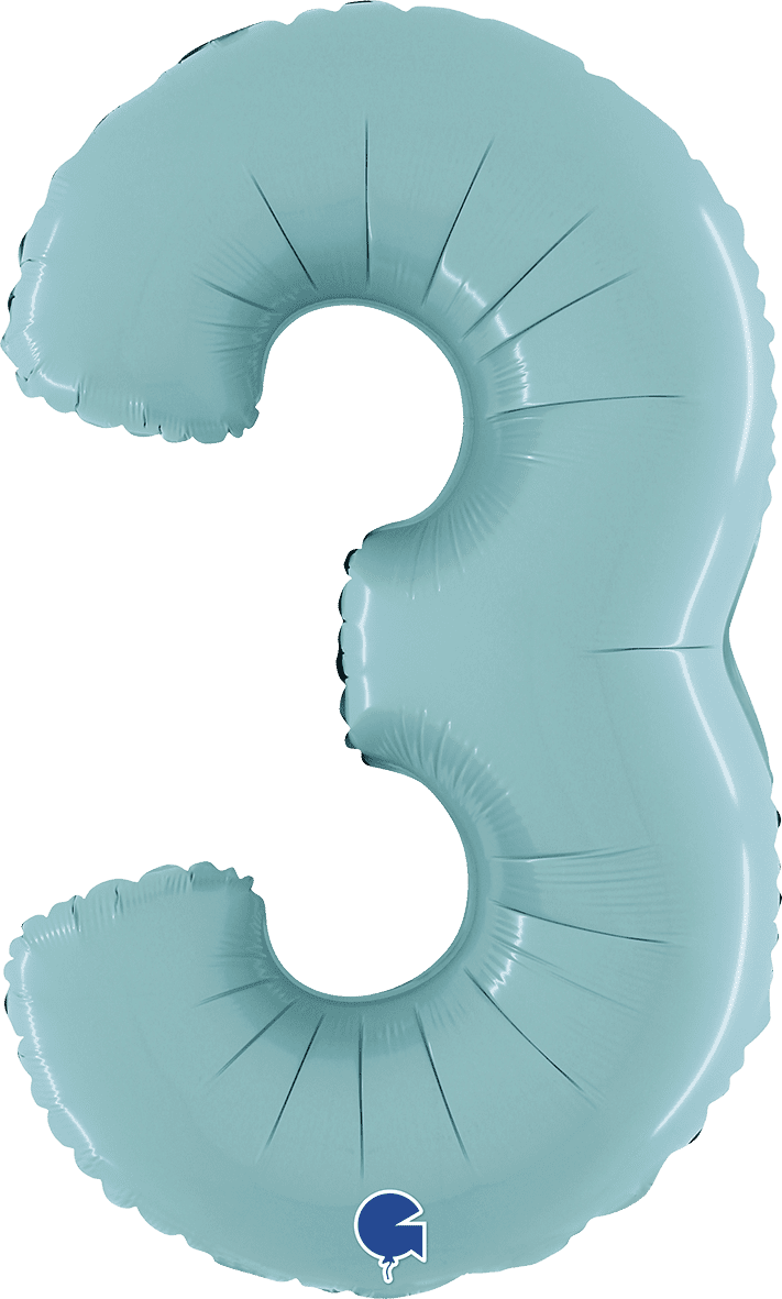 Grabo Number 3 Pastel Blue Foil Balloon 14063PB 26063PB 063PB