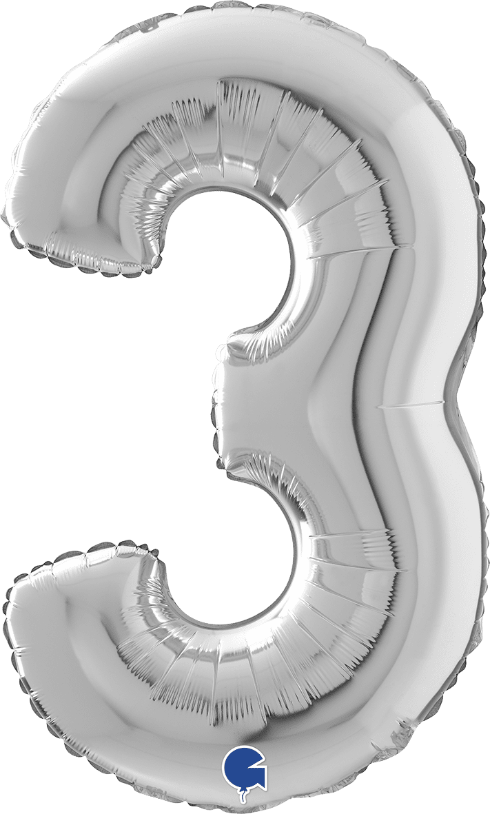Grabo Number 3 Silver Foil Balloon 14093S 26093S 093S