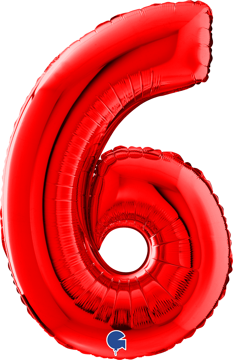 Grabo Number 6 Red Foil Balloon 14086R 26086R 086R