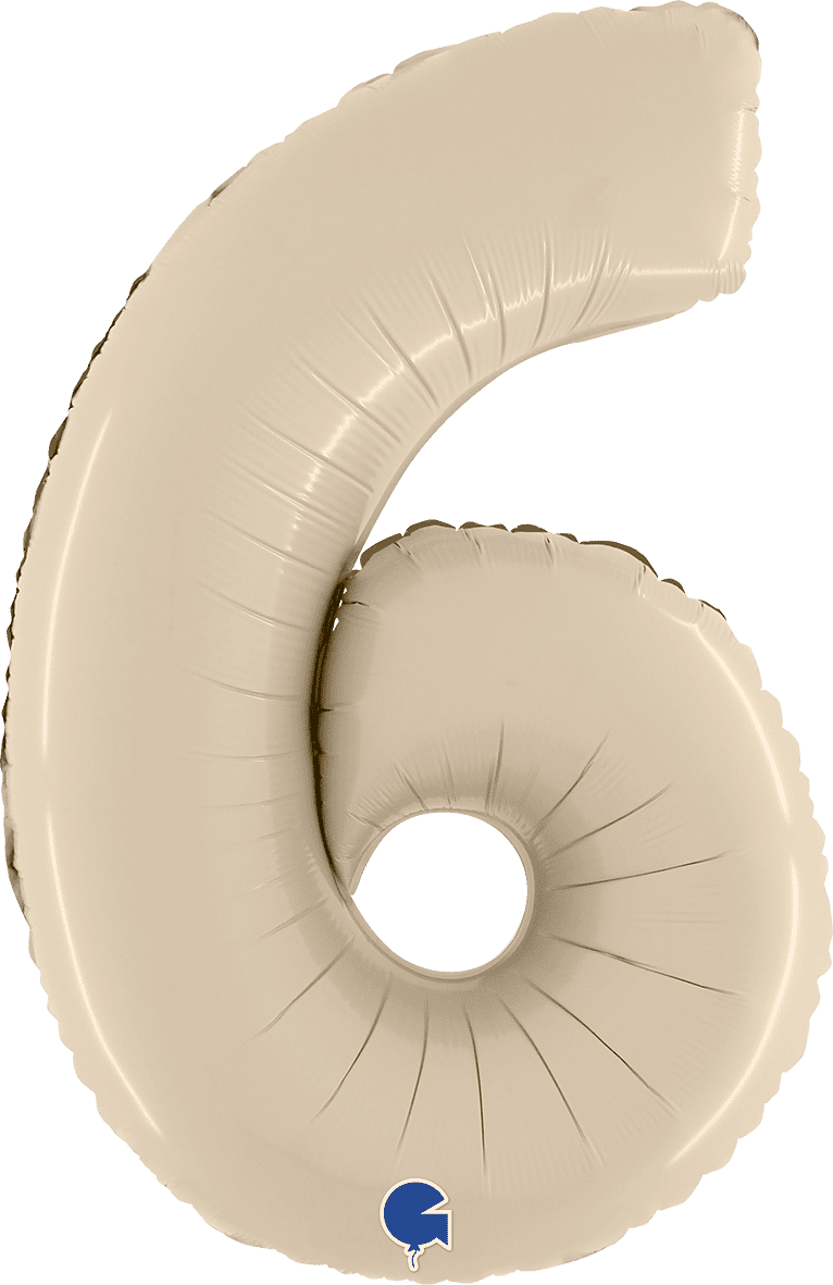 Grabo Number 6 Satin Cream Foil Balloon 260600SCR 400600SCR