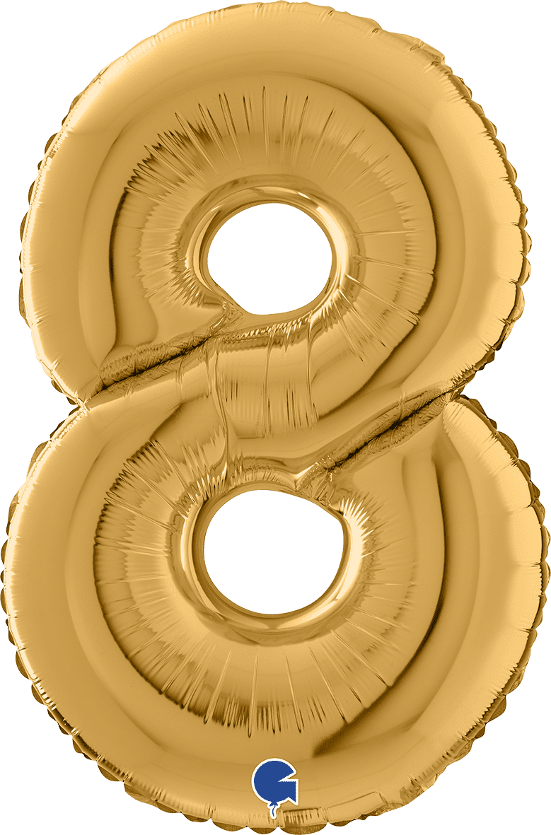 Grabo Number 8 Gold Foil Balloon 14028G 26028G 028G