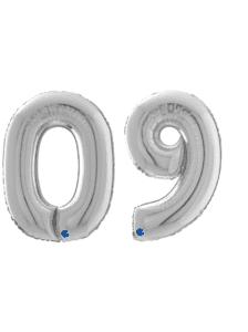 Grabo 40 inch Silver Foil Number Balloons  Set – 0 to 9 (10-Pack)