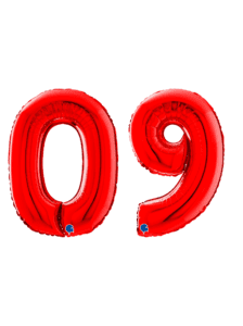 Grabo Red Foil Number Balloons  Set – 0 to 9 (10-Pack)