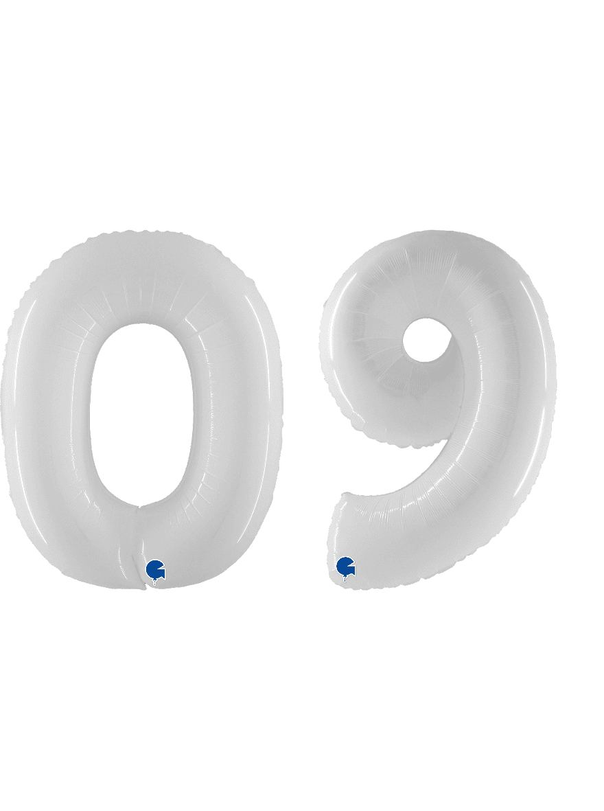 Grabo 40 inch Shiny White Foil Number Balloons