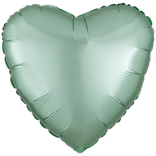 Anagram 18 inch Satin Luxe Mint Green Heart Foil Balloon