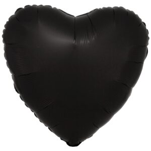 Anagram 18 inch Satin Luxe Onyx Black Heart Foil Balloon