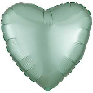 Anagram 18 inch Satin Luxe Mint Green Heart Foil Balloon
