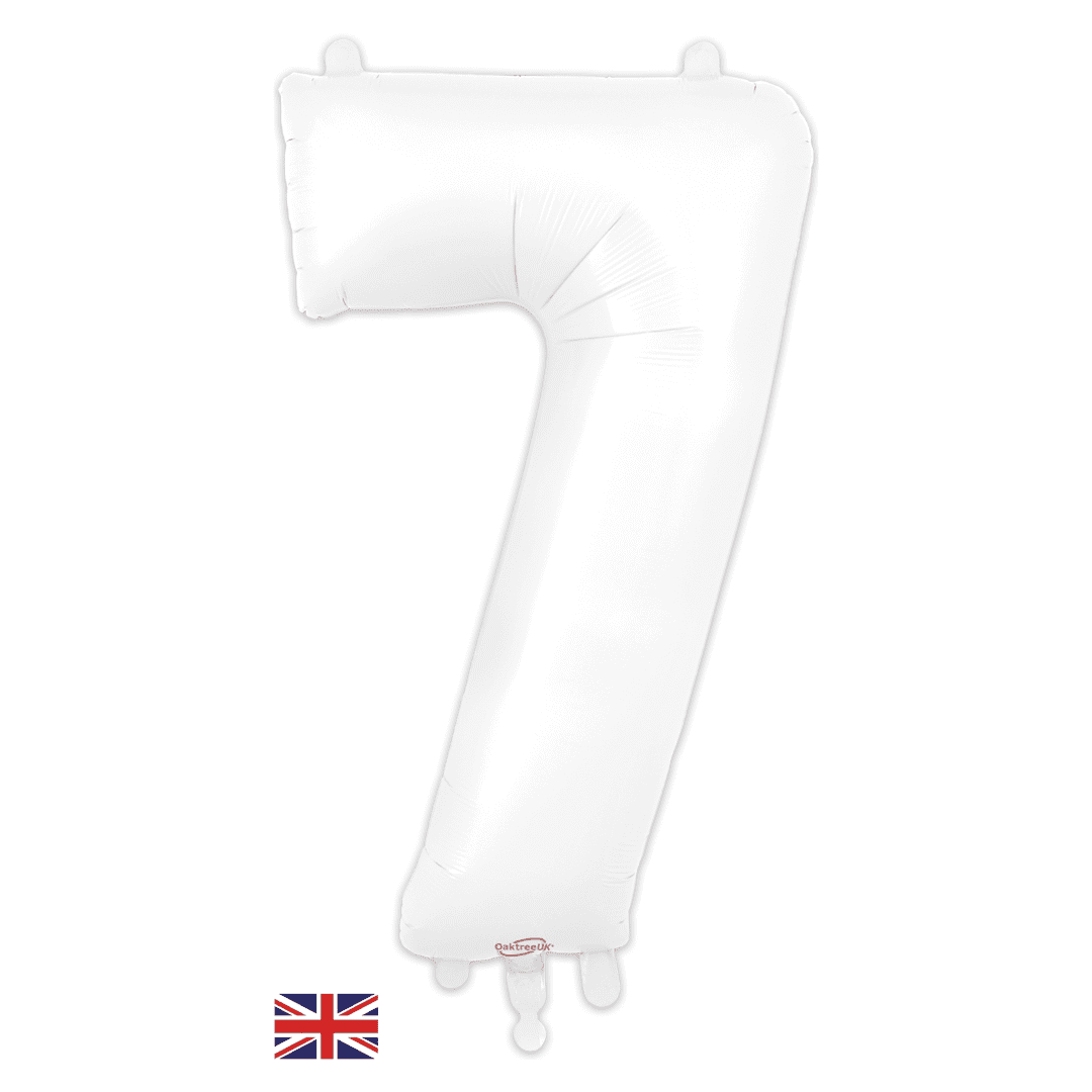 Oaktree 34 inch Number 7 Matte White Balloons_604476