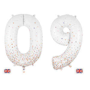 Oaktree 34 inch Number 0-9 Sparkling Fizz White Balloons