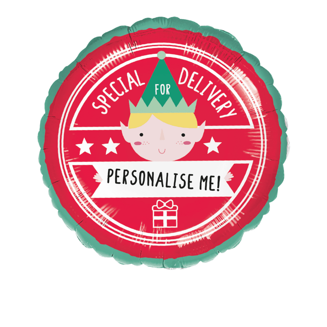 Amscan 18 inch Special Delivery Elf Personalise Me Round Foil Balloon
