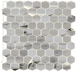 Oaktree Sequin Wall Panel Metallic Silver Hexagons