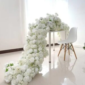 Artificial Flower Table Runner 2M Centrepiece Roses & Gypsophila