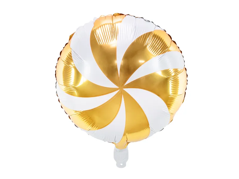 Party Deco 14 inch Candy Gold White Swirls Foil Balloon_FB107-019