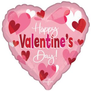 Amscan 17 inch Happy Valentine's Day Hearts Pink Foil Balloon_4510001