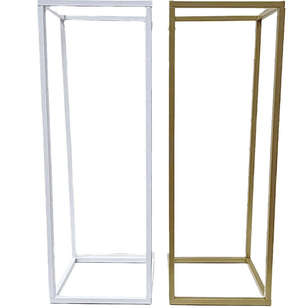 Gold White Rectangular Table Centerpiece Stands