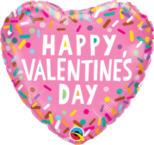 Qualatex 18 inch Valentine's Sprinkles Pink Heart Foil Balloon_97155