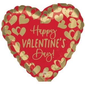 Amscan 9 inch Happy Valentine's Red Gold Hearts Foil Balloon (unpackaged) 45133