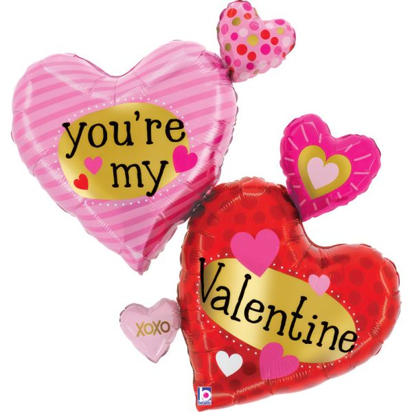 Grabo 30 inch Valentine Pattern Multi Hearts Foil Balloon