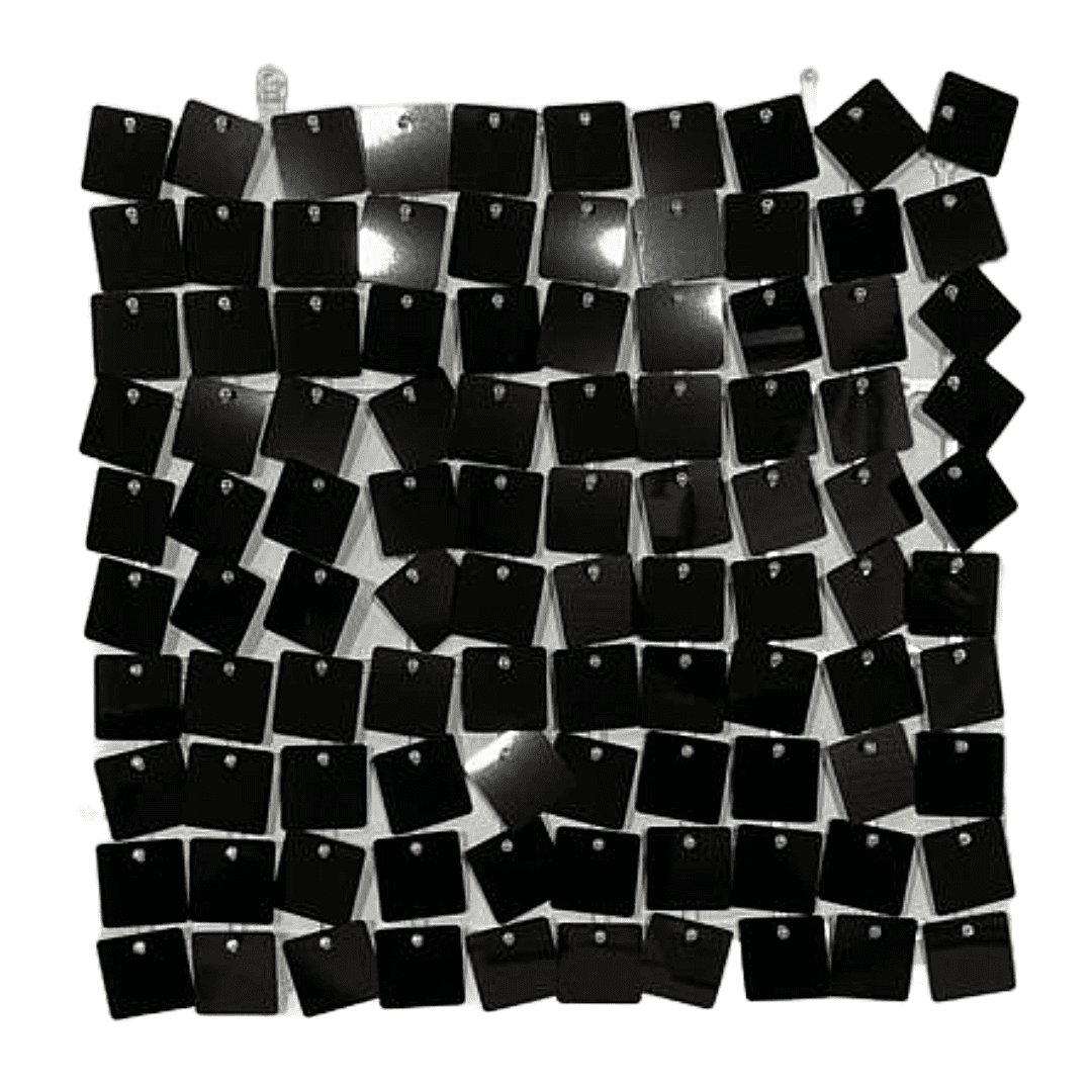 Sequin Wall Panel Metallic Black Squares
