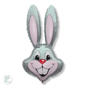 Fleximetal 35 inch Grey Bunny Rabbit Head Shape Foil Balloon