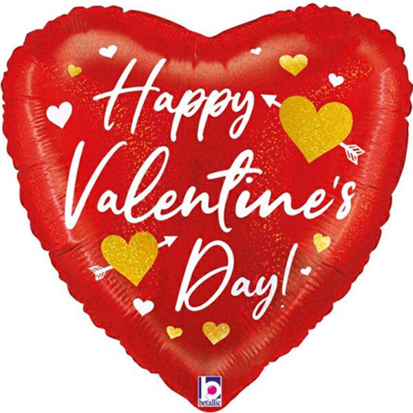 Buy Grabo 18 inch Valentine's Day Gold Heart Arrow Red Foil Balloon ...