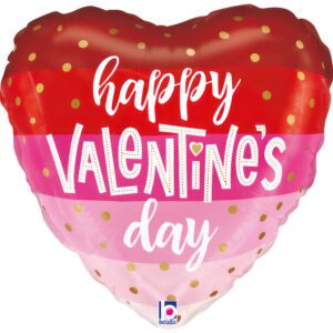 Grabo 30 inch Valentine's Day Satin Stripes Heart Foil Balloon_25327-P