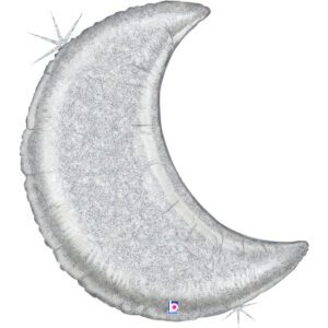 Grabo 42 inch Silver Crescent Glitter Holographic Foil Balloon_35733gh-glitter-moon-silver-b