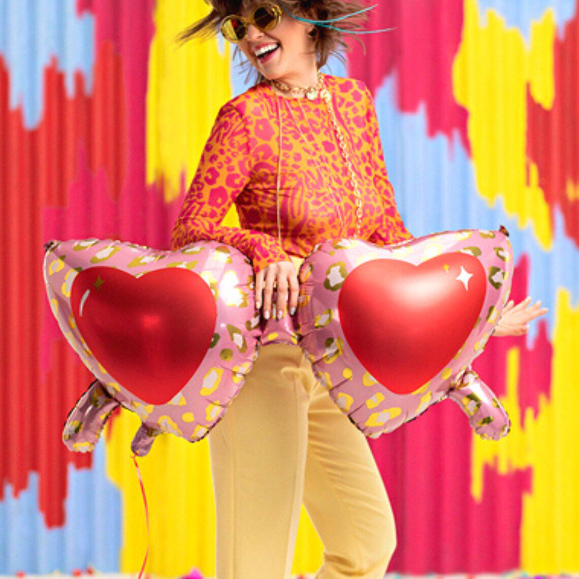 Party Deco 45 inch Love Heart Glasses Foil Balloon (Air Fill) - Image 2