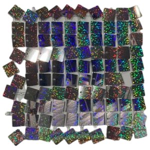 Sequin Wall Panel Holographic Silver Squares