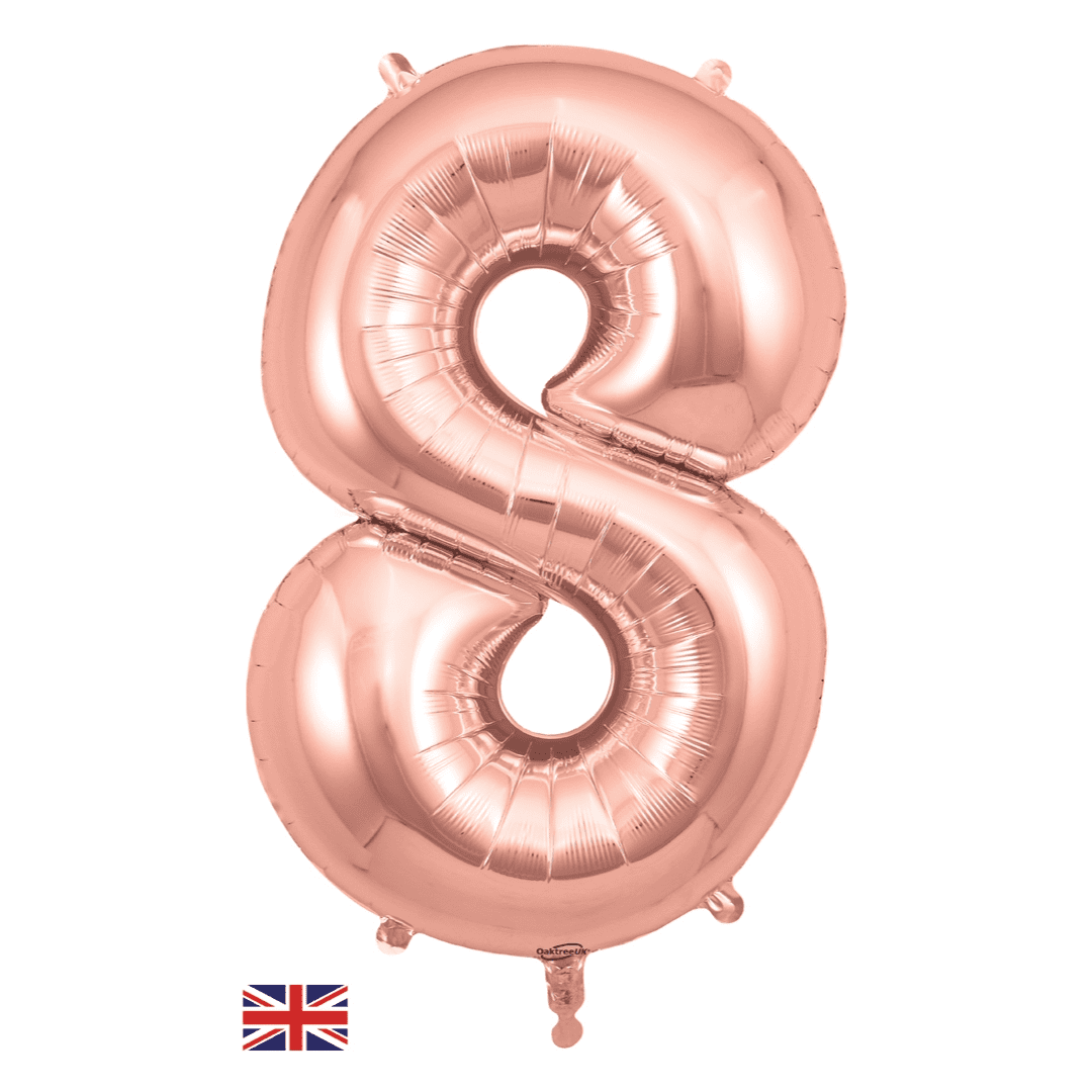 Oaktree 34 inch Rose Gold Foil Number Balloons Set – 0 to 9 (10-Pack) - Image 10