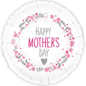 Ballunar 18 inch Mother's Day Pink & Silver Floral Foil Balloon_30195-M3C-500__75417