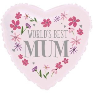 Ballunar 18 inch World's Best Mum Floral Heart Foil Balloon_33586-MBC-500__65396