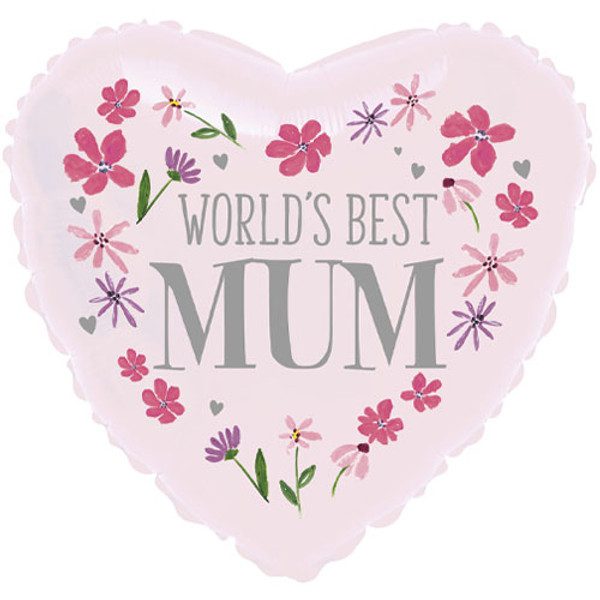 Ballunar 18 inch World's Best Mum Floral Heart Foil Balloon_33586-MBC-500__65396