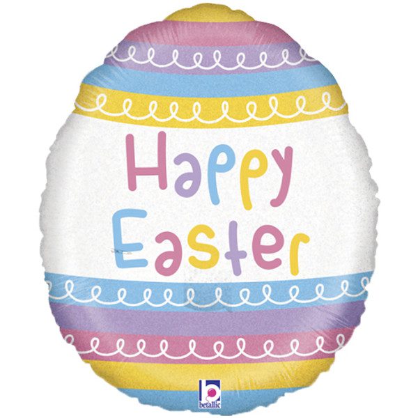 Grabo 18 inch Pastel Striped Easter Egg Foil Balloon_36931GH-P