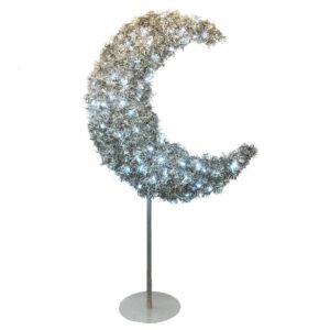 Light Up Silver 5ft Crescent Moon Tree With LED Lights