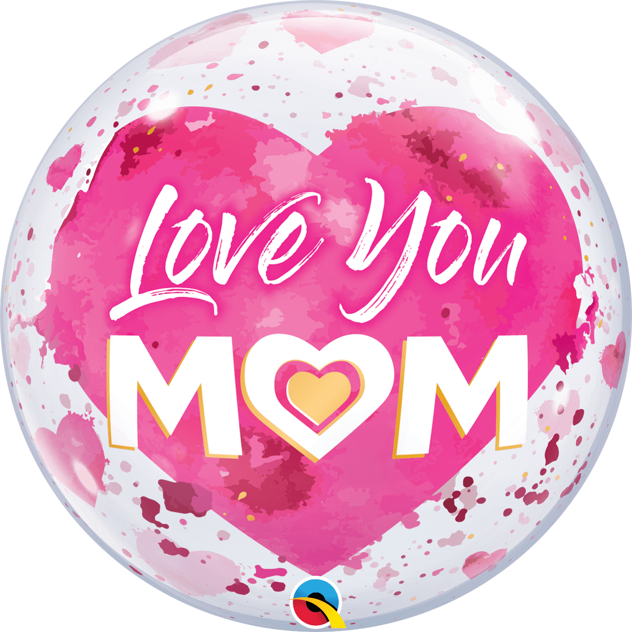 Qualatex 22 inch Love You Mum Pink Heart Bubble Balloon_82542B_F