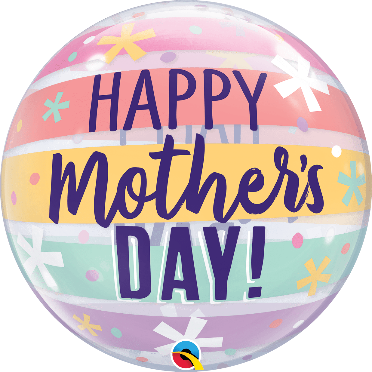 Qualatex 22 inch Mother's Day Pastel Stripes Bubble Balloon_17408B