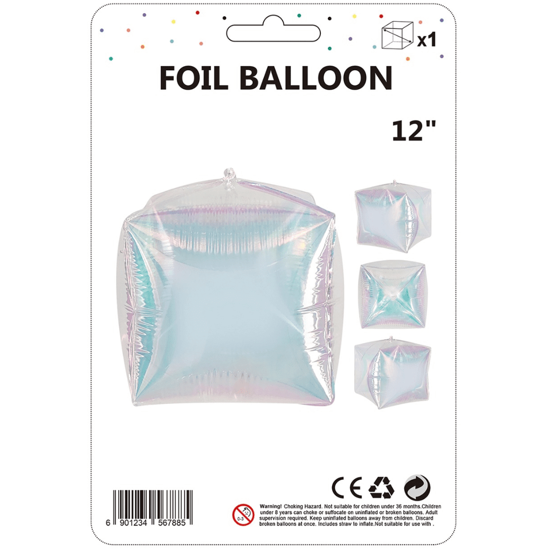 12 inch Iridescent Square Cubed Foil Balloon