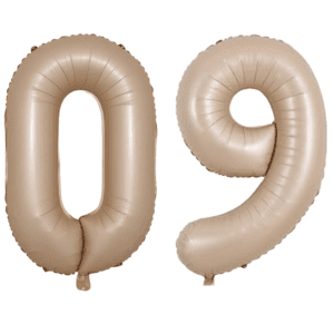 40 inch Age 0-9 Caramel Latte Cream Foil Number Balloons