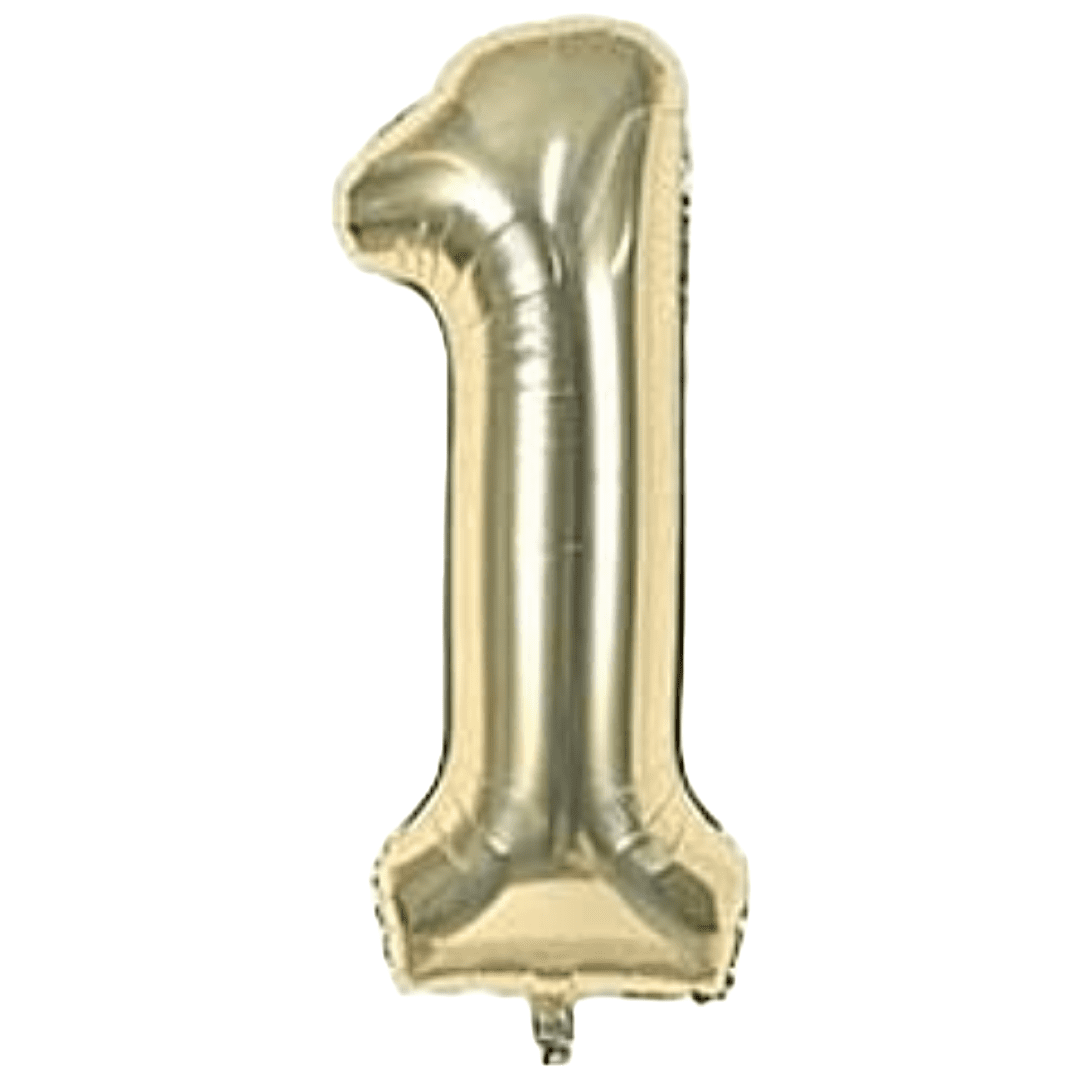 40 inch Age 1 White Gold Foil Number Balloons