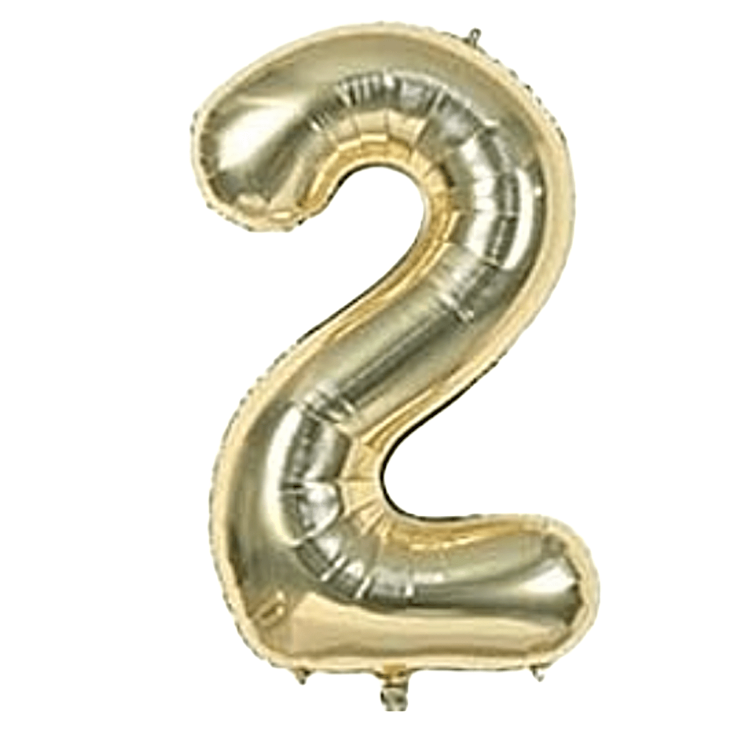 40 inch Age 2 White Gold Foil Number Balloons