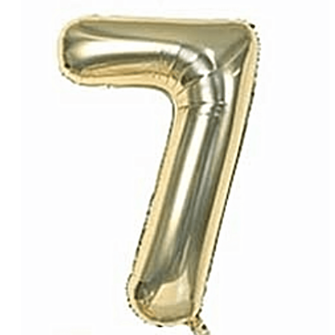 40 inch Age 7 White Gold Foil Number Balloons