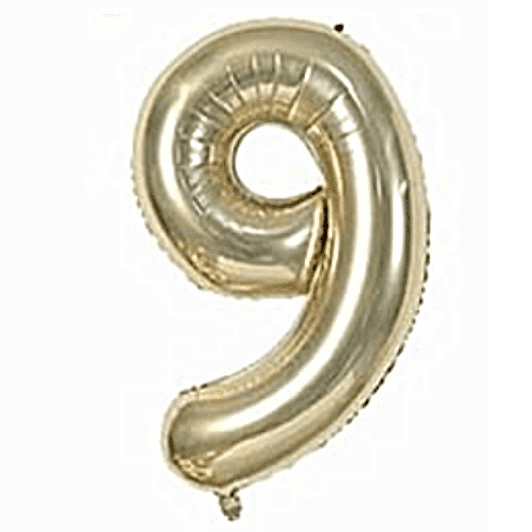 40 inch Age 9 White Gold Foil Number Balloons