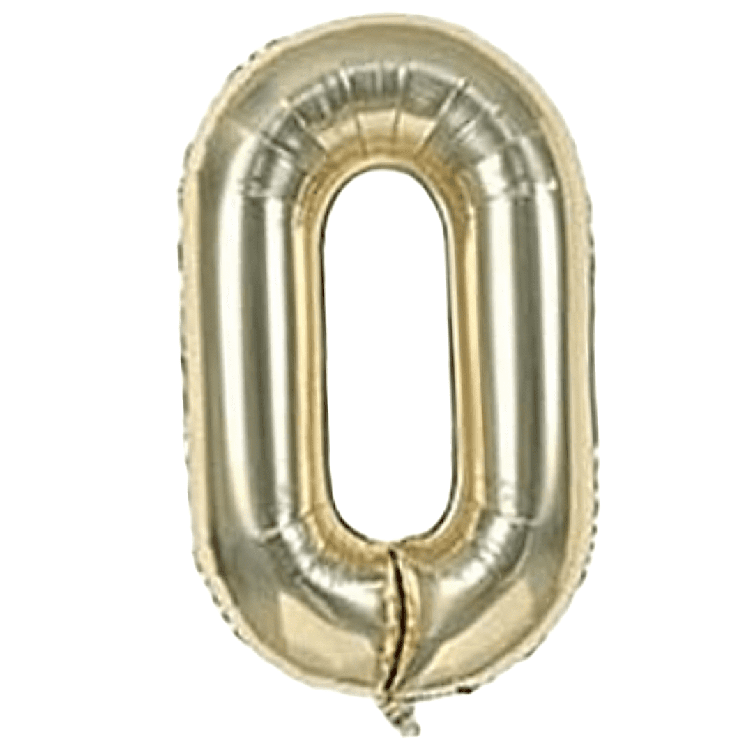 40 inch Age 0 White Gold Foil Number Balloons