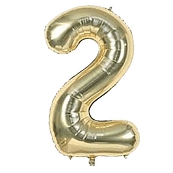 40 inch Age 2 White Gold Foil Number Balloons
